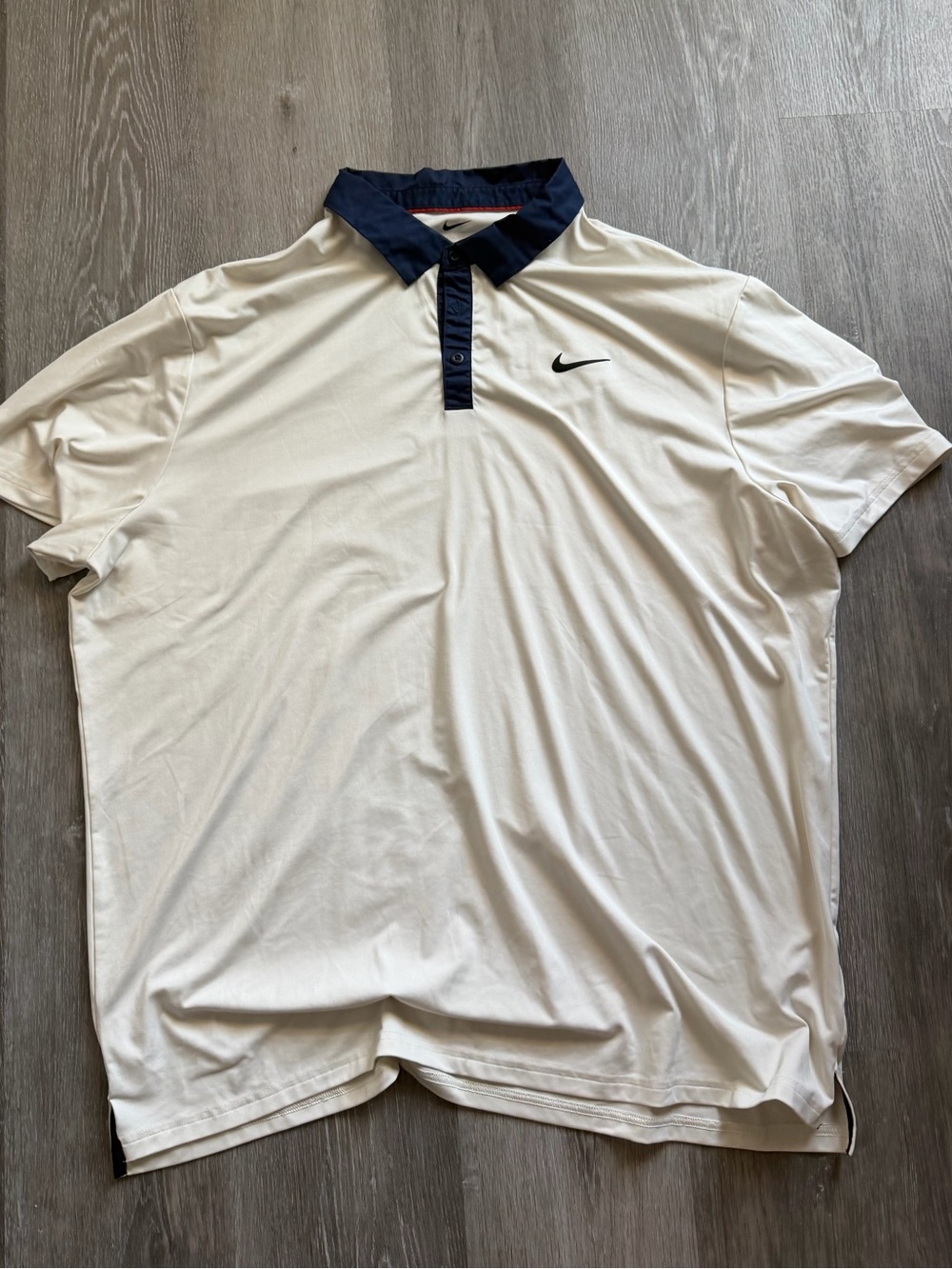 Nike White/Cream Polo with Navy Contrast Collar